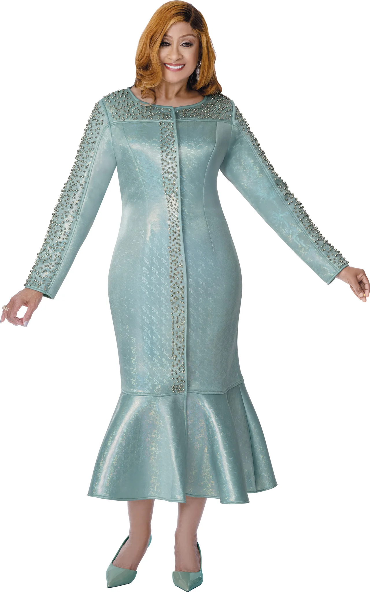 Elegant Sea Green Peplum Skirt Suit for Women