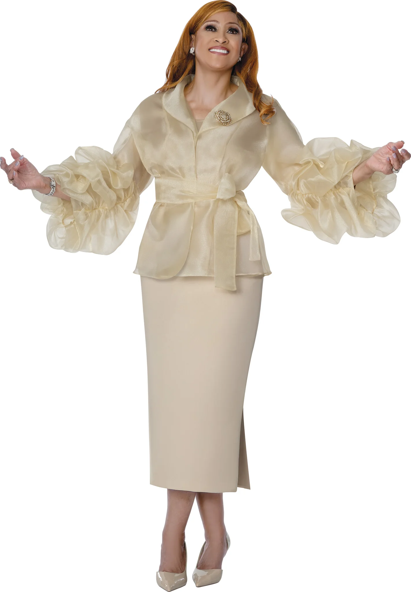 Elegant Gold Sequin Midi Dress for Women Long Bell Sleeves Formal Party Wear