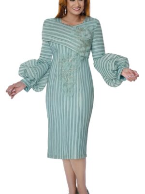 Mint Green Cocktail Dress for Women | Pleated Bell Sleeve Formal Dress USA