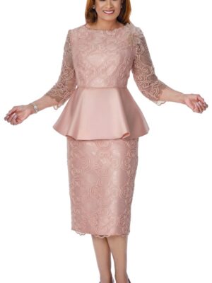 Blush Pink Lace Peplum Dress | Women’s Church & Formal Dress USA