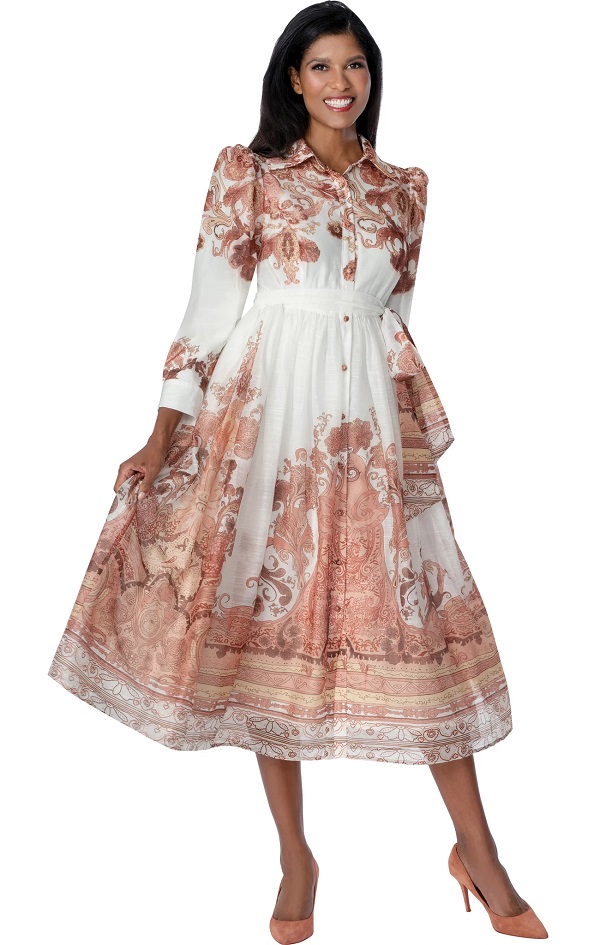 Ivory & Rose Paisley Long Sleeve Midi Shirt Dress