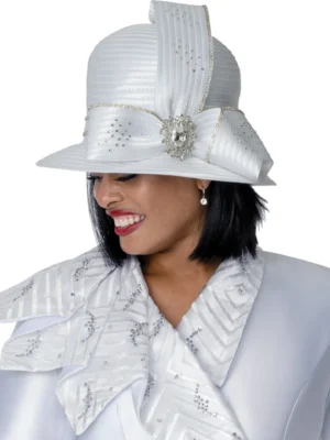 Elegant White Women’s Church Suit with Matching Hat