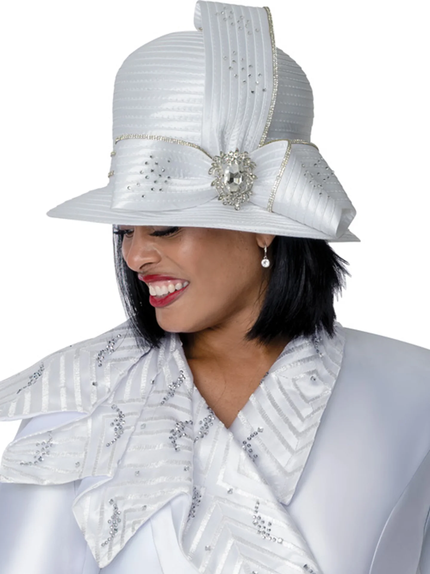 Elegant White Women’s Church Suit with Matching Hat