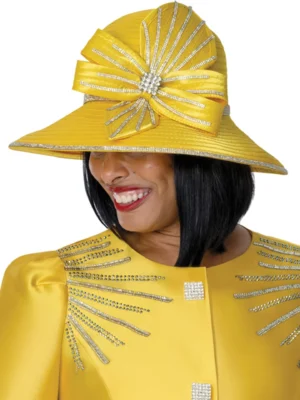 Yellow Elegant Church Suit for Women with Matching Hat