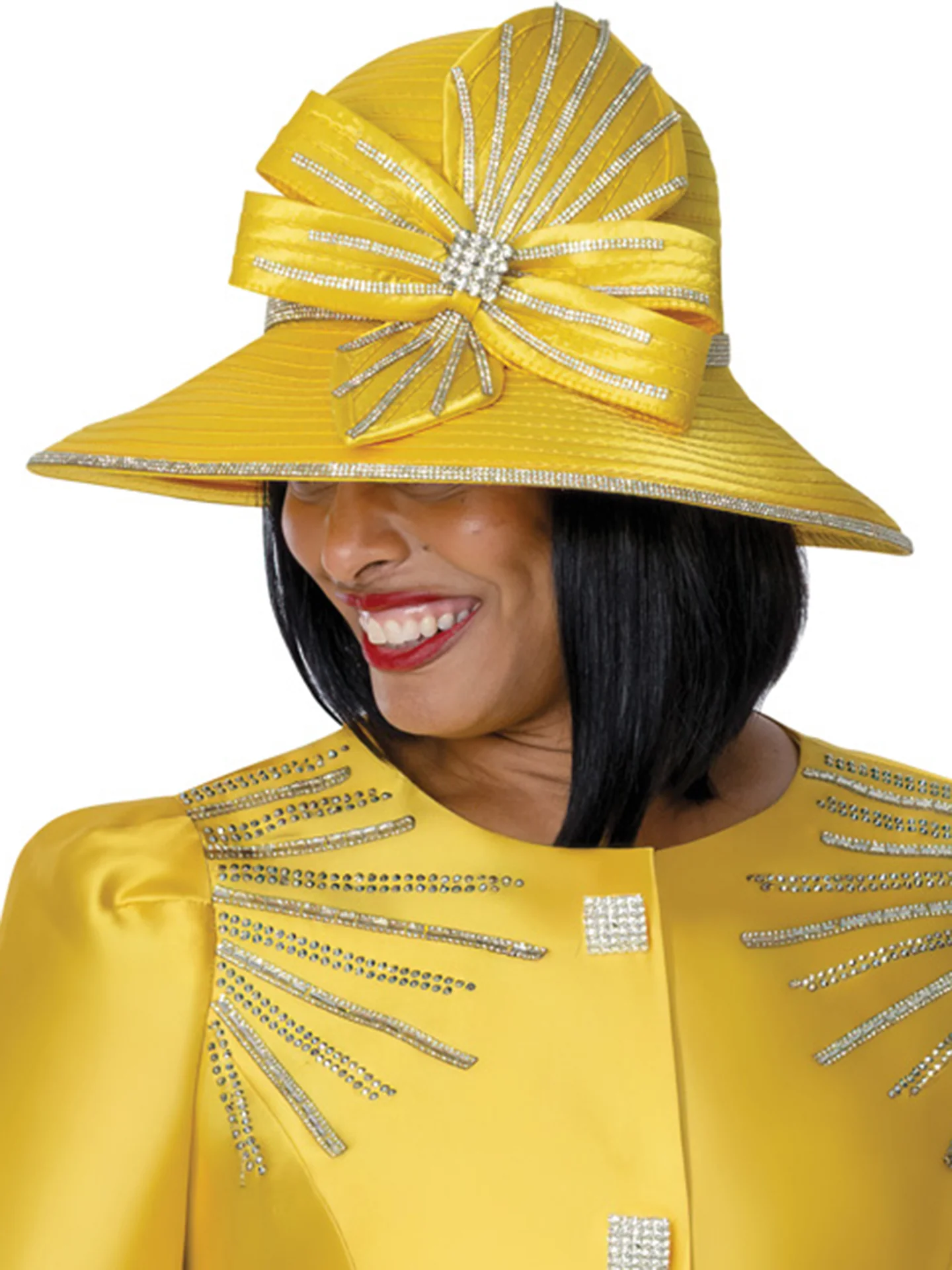 Yellow Elegant Church Suit for Women with Matching Hat