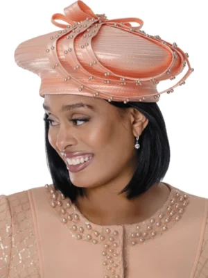 Peach Church Suit for Women with Hat | Elegant Peplum Outfit