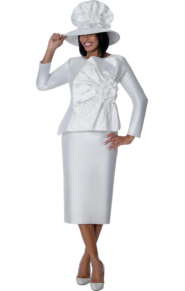 White Church Suit for Women with Hat