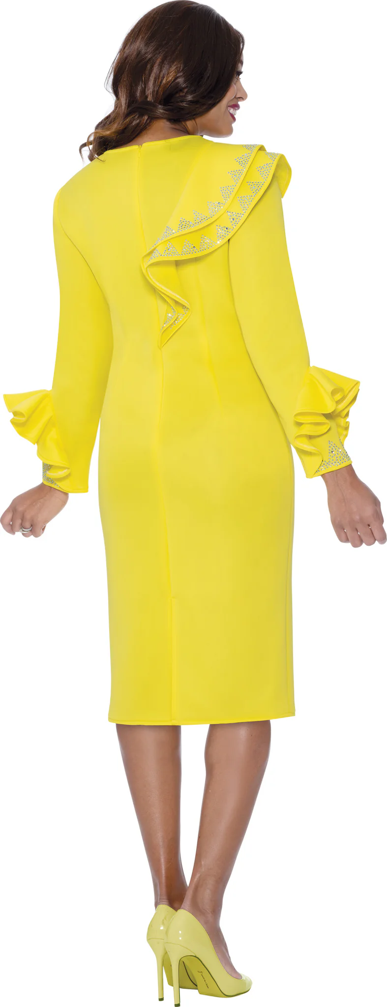 Elegant Pink Floral Appliqué Midi Dress for Women | Church & Formal Wear