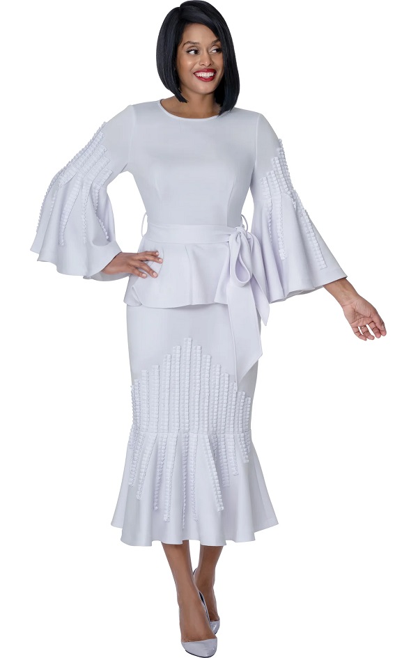 Women’s Elegant white Peplum Structured Formal Midi Dress